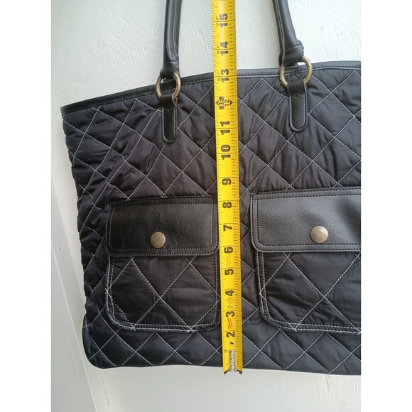 Old Navy Y2K Quilted Pocketbook Black Large Oversized Shoulder Bag Classic - Picture 8 of 9